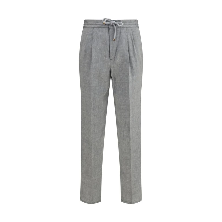 Brunello Cucinelli Gray Linen Casual Pants - Men