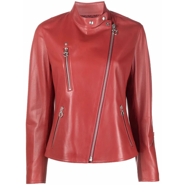 High-Neck Leather Jacket