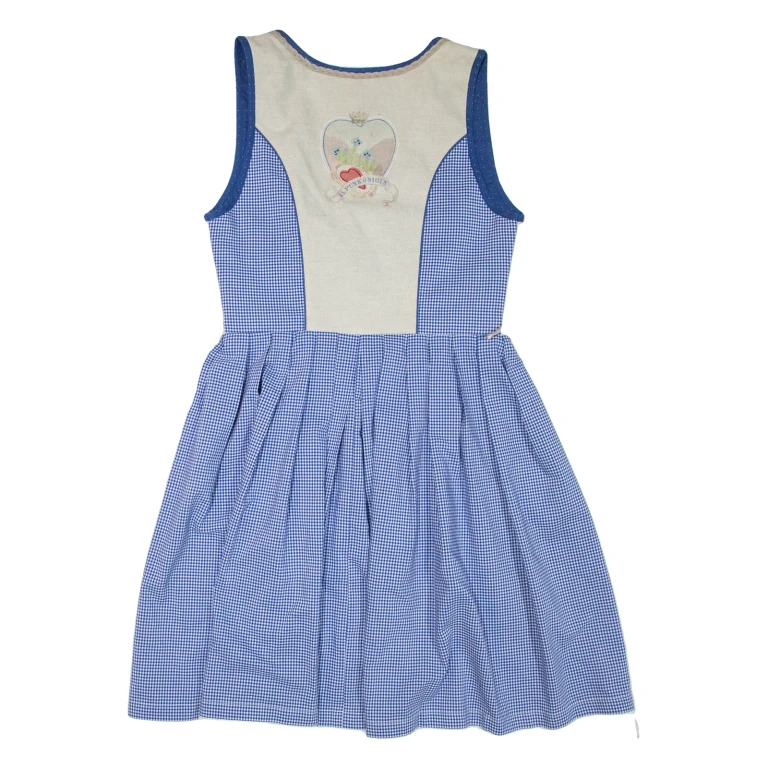 Womens Day Dress Blue Gingham Sleeveless Short M