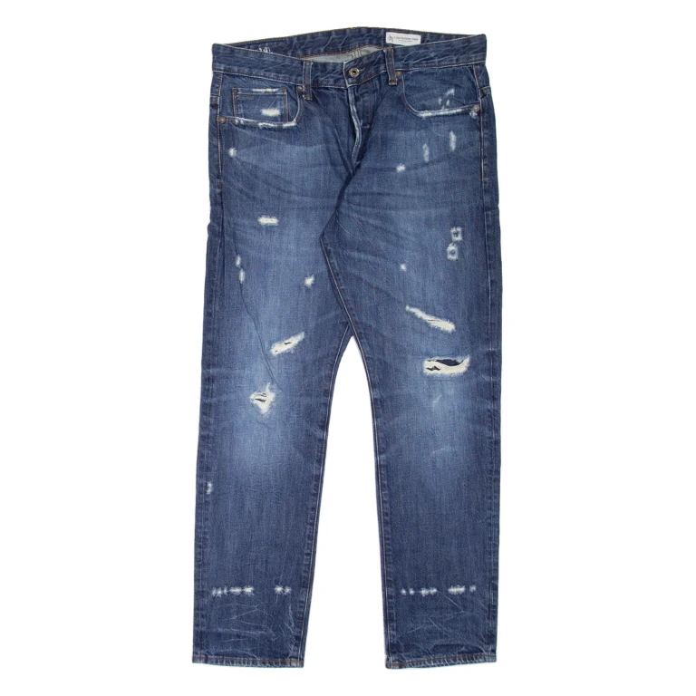 G-STAR 3301 Distressed Mens Jeans Blue Regular Tapered Stone Wash W34 L30