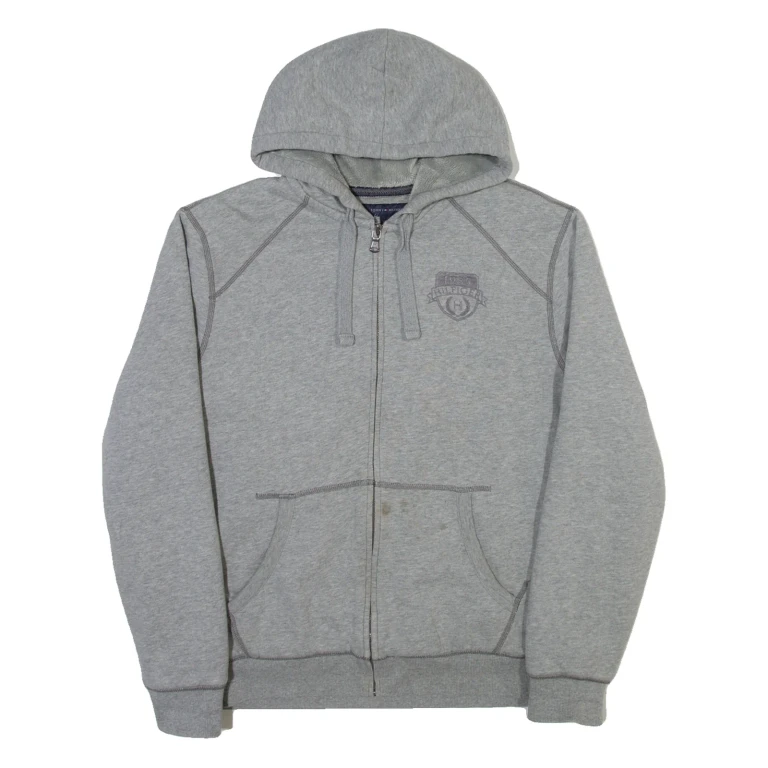 TOMMY HILFIGER Mens Grey Hoodie Full Zip L