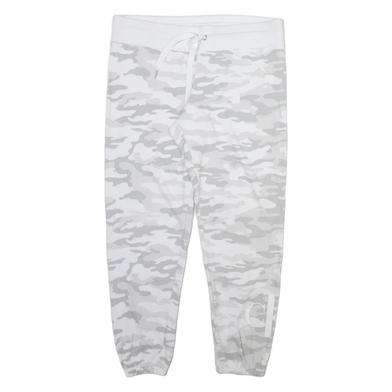 CALVIN KLEIN Camo Womens Joggers White Tapered L W36 L28