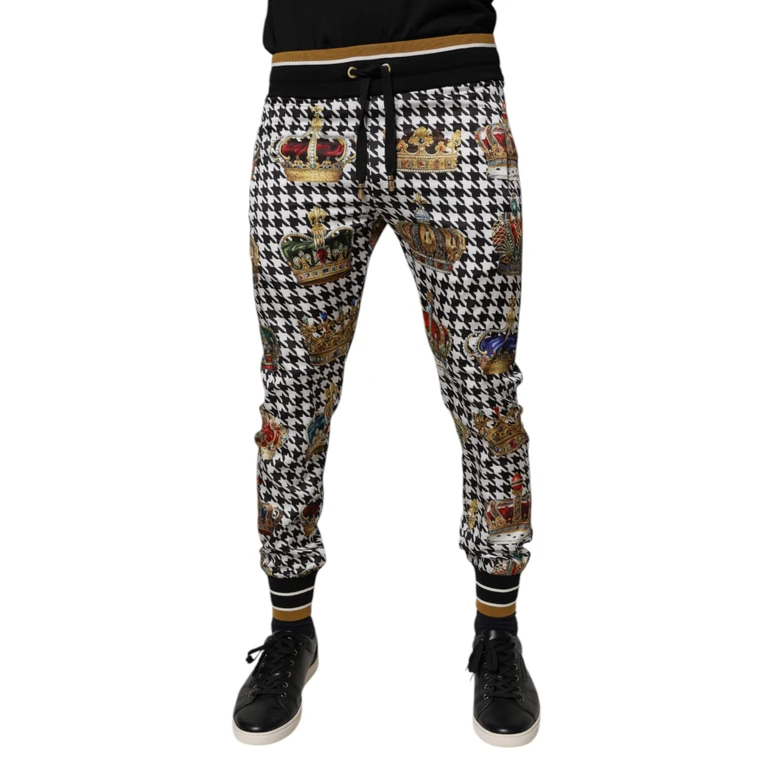 Multicolor Houndstooth Crown Men Sweatpants Pants Polyester - Men