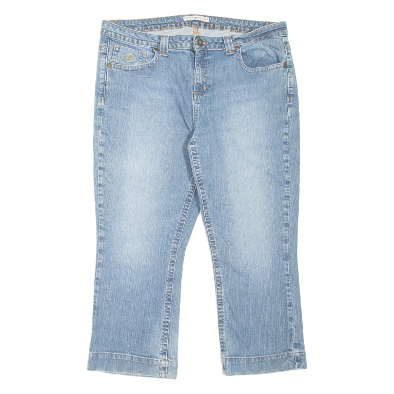 TOMMY HILFIGER Cropped Womens Jeans Blue Regular Straight Stone Wash W36 L23