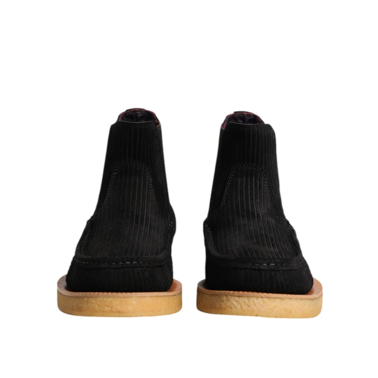Dolce & Gabbana Black Calf Suede Slip On Ankle Boots Shoes Elastane Polyester Calfskin - Men