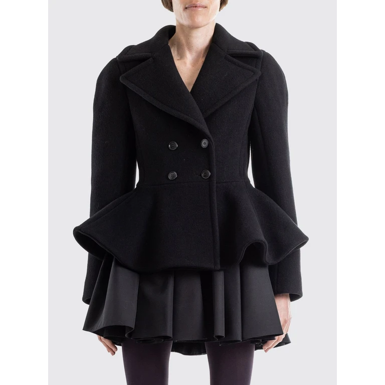 Slim Fit Double-Breasted Short Wool Coat with Lapel Collar (AA9V1235T522C537)
