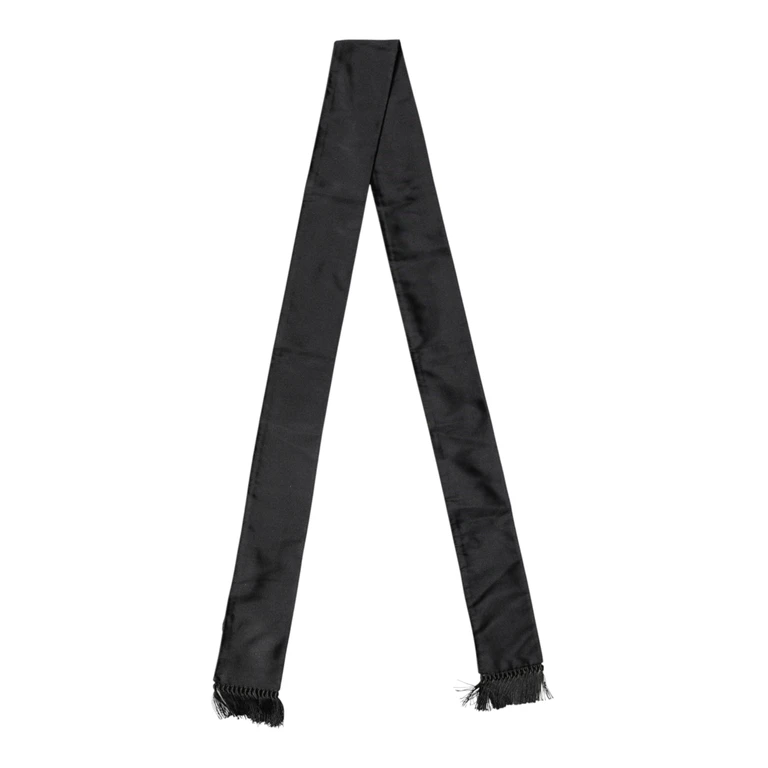 Dolce & Gabbana Black Silk Fringes Neck Wrap Foulard Scarf - Men