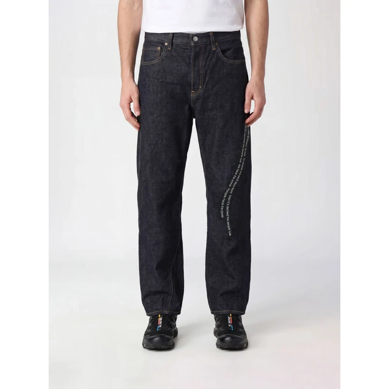 Straight Fit Stretch Denim Jeans with Slogan Print and Mid-Rise Waist (UC1F45062INDIGO)