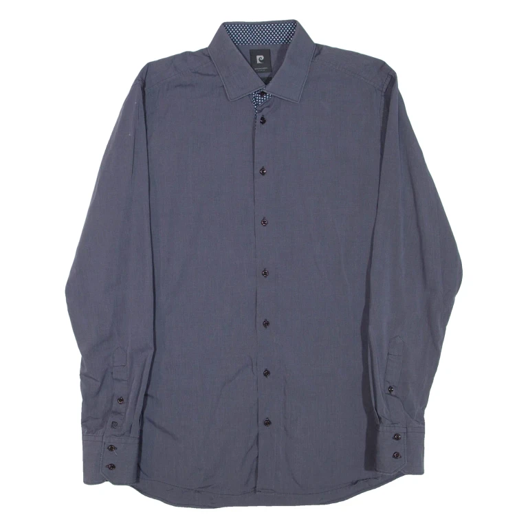 PIERRE CARDIN Mens Plain Shirt Grey Long Sleeve L