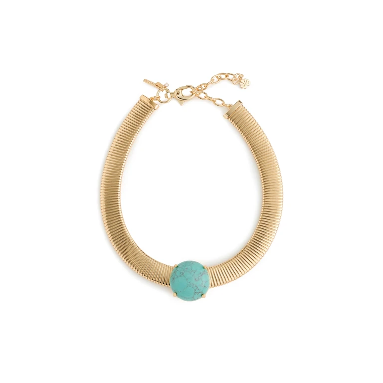 Lele Sadoughi Stone Set Snake Chain Necklace Turquoise One Size