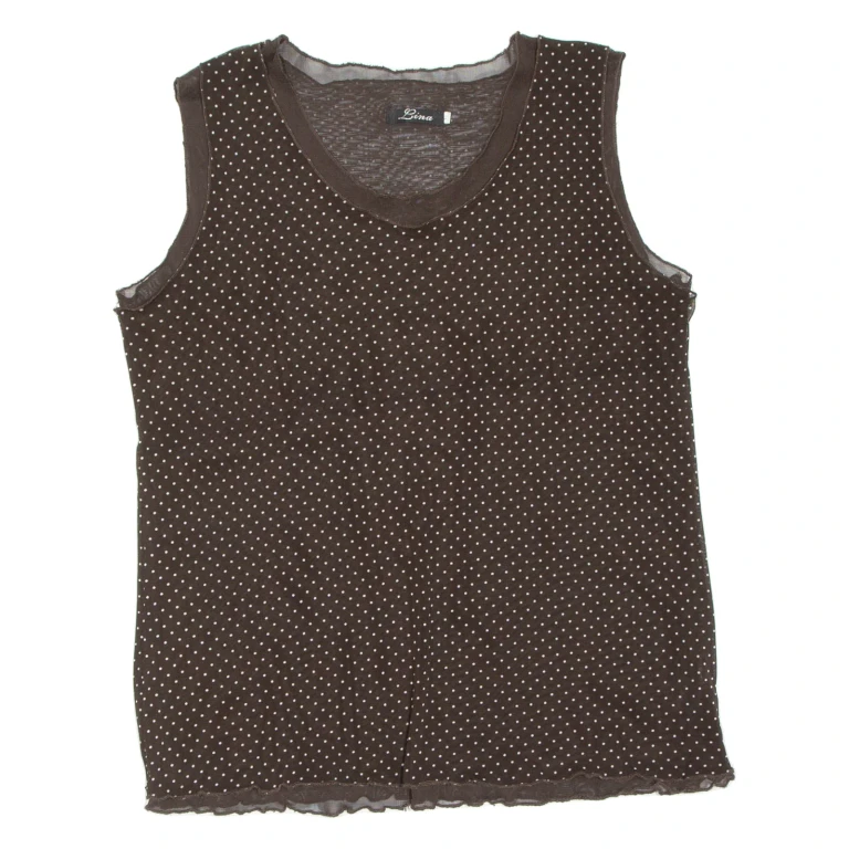 LINA Womens Printed Vest Brown Sleeveless Spotted XL