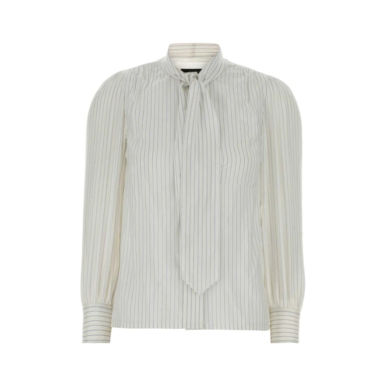 Embroidered Silk Shirt Whiteazure Camicie - Women