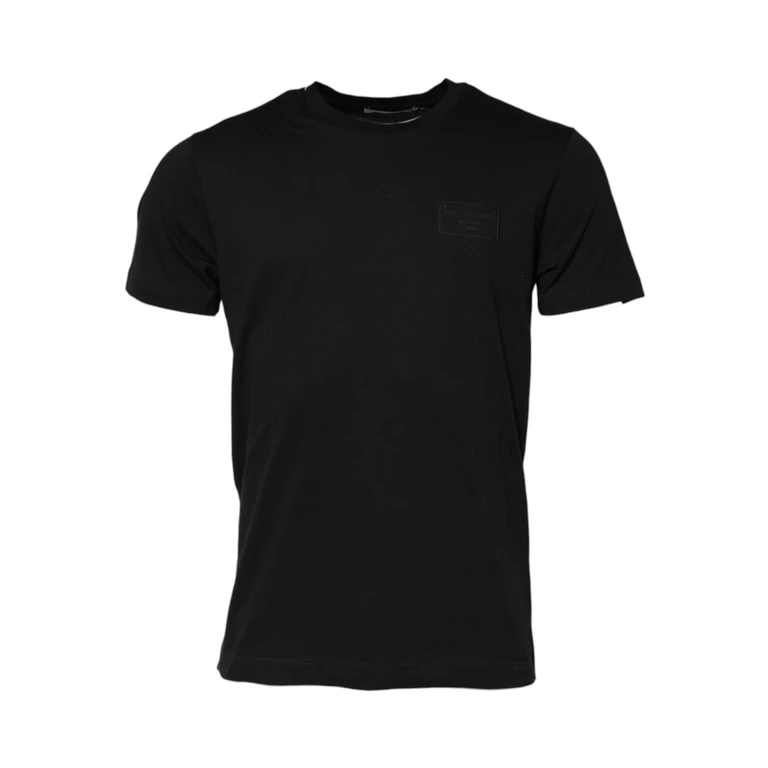 Black Logo Plaque Cotton Crew Neck T-Shirt - Men