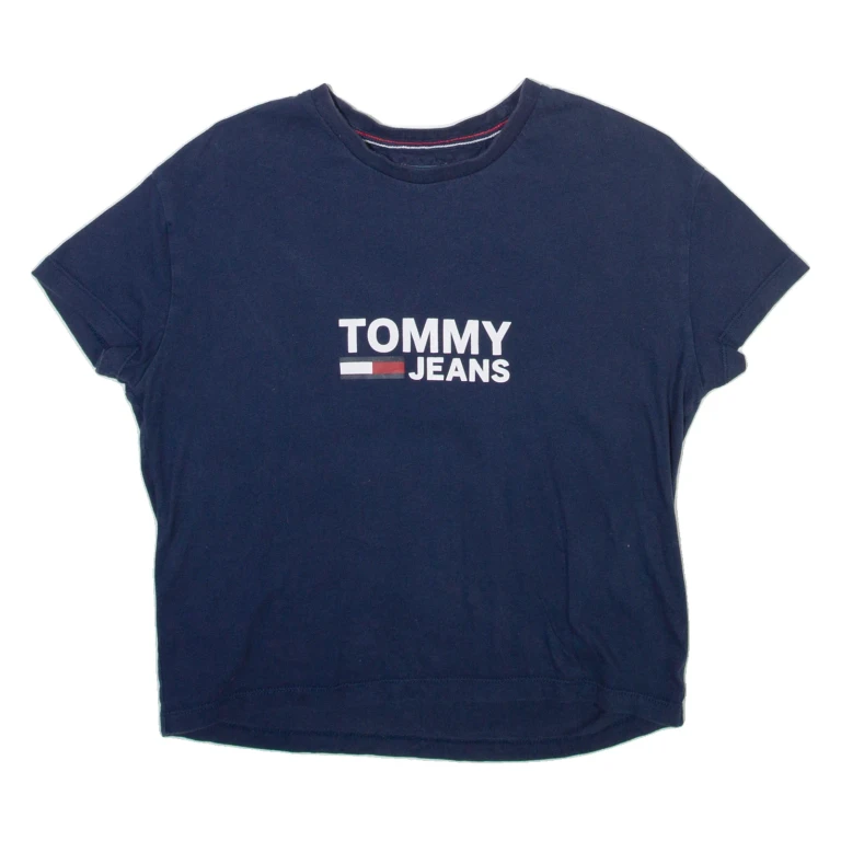TOMMY JEANS Womens T-Shirt Blue Crew Neck XS