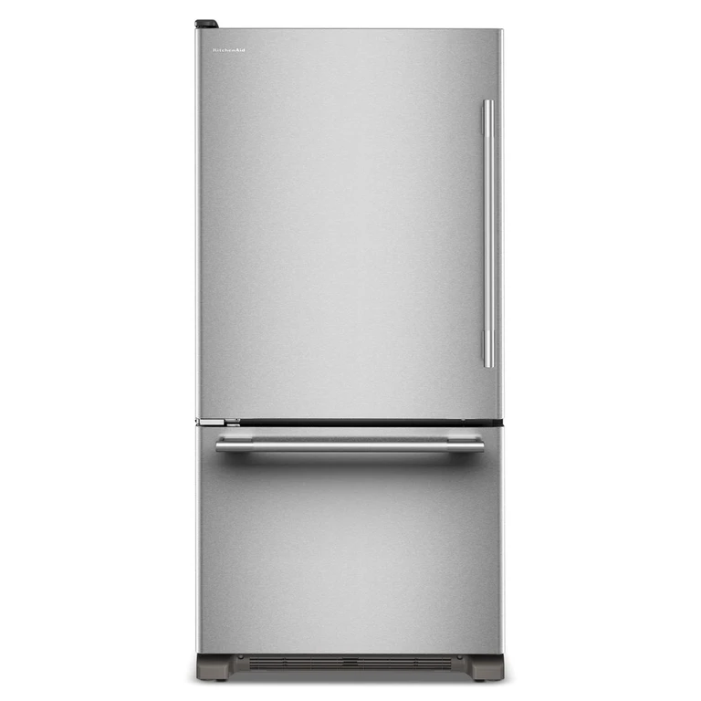 22 Cu. Ft. 33 in. Standard-Depth Bottom Mount Refrigerator w/ Left Door Swing in Steel