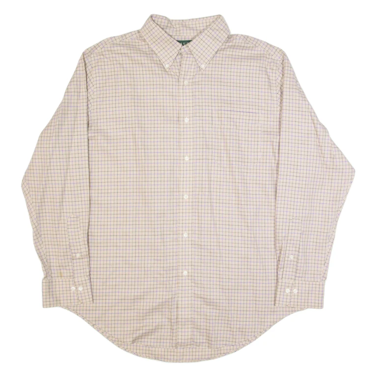 LAUREN RALPH LAUREN Mens Shirt Brown Check Long Sleeve XL
