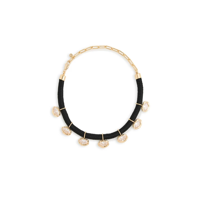 Ettika Molten Treasures Cord Necklace Black and Clear One Size