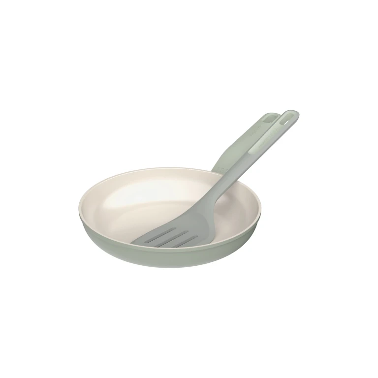 Balance Nonstick Ceramic 2Pc Frying Pan 9.5" and Nylon Turner 13.75", Recycled Aluminum, Sage