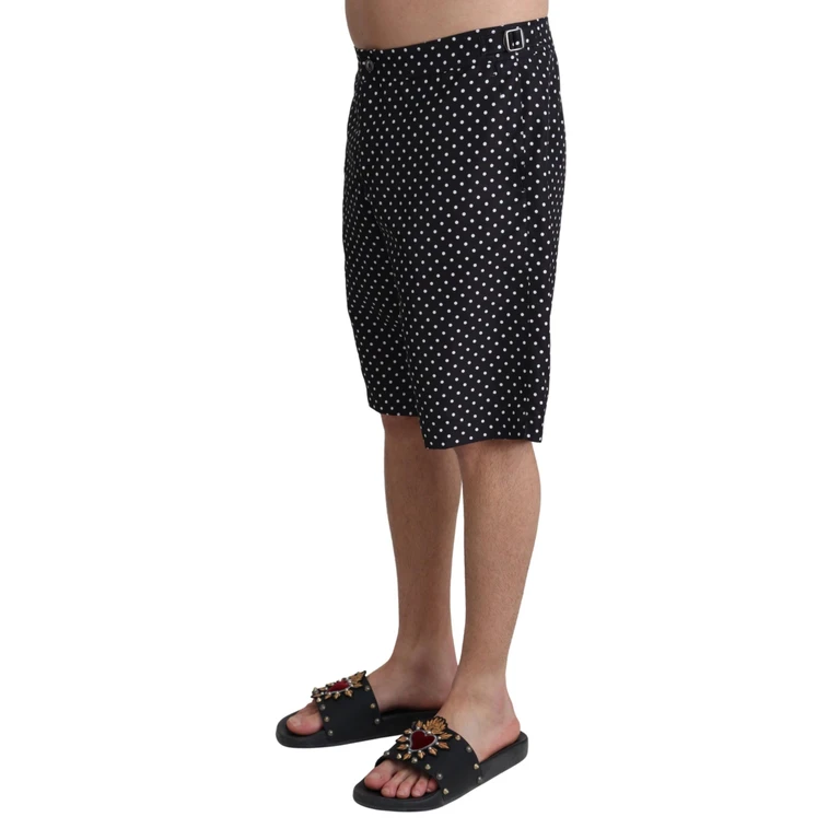 Dolce & Gabbana Black Polka Dots Beachwear Shorts Swimwear Polyester - Men