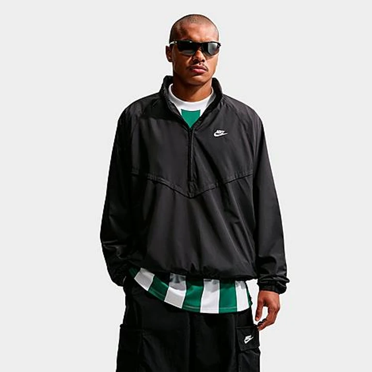 Men's Windrunner Lightweight Half-Zip Jacket in Black/White Size: XS