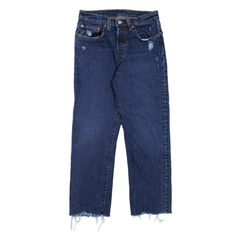 LEVI'S 501 Jeans Distressed Womens Blue Regular Straight W27 L23