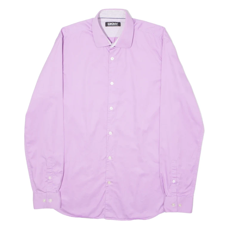 DKNY Mens Plain Shirt Pink Long Sleeve M