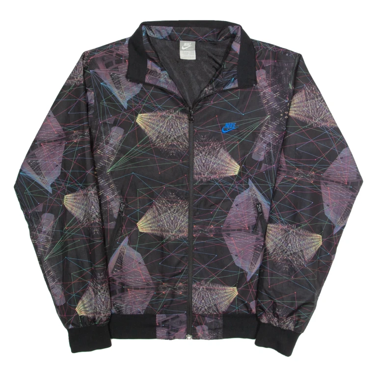 NIKE Womens Track Jacket Black Crazy Pattern S