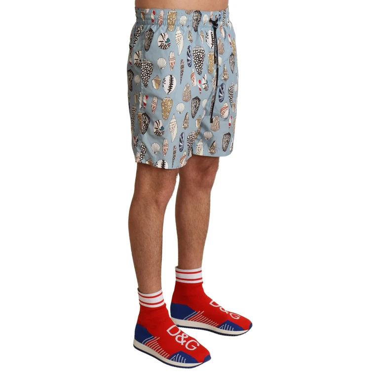Dolce & Gabbana Blue Seashell Beachwear Swimwear Shorts Polyester - Men