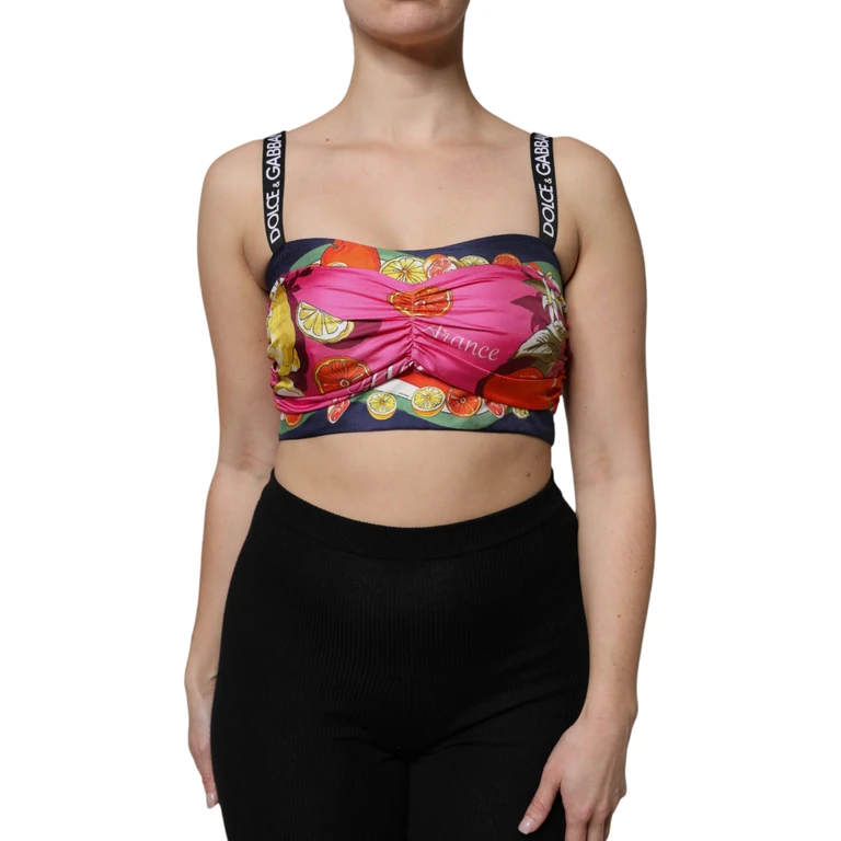 Dolce & Gabbana Multicolor Silk Cropped Bustier Corset Top - Women
