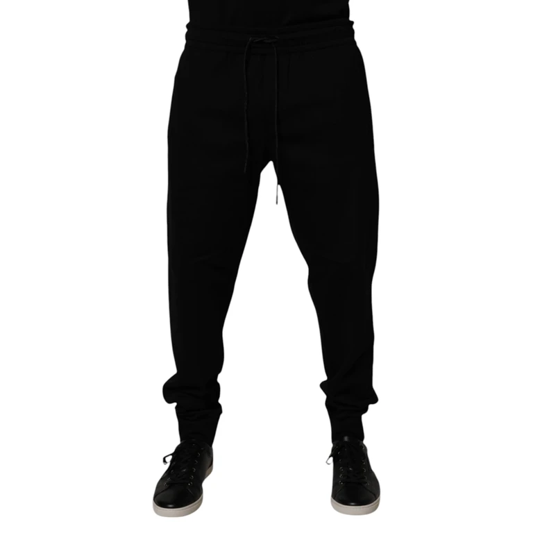 Black Cotton Blend Jogger Sweatpants Pants Nylon - Men