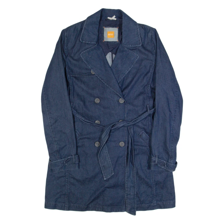 HUGO BOSS Belted Womens Trench Coat Blue UK 8
