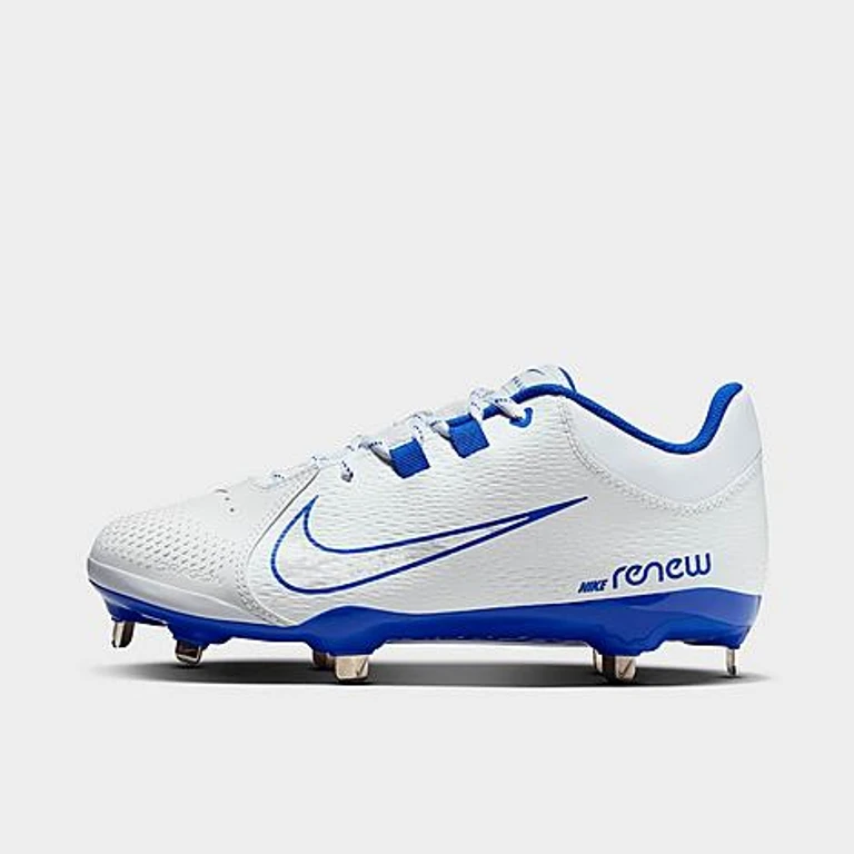 Nike Women's Hyperdiamond 4 Pro Softball Cleats in White/Hyper Royal/Wolf Grey Size: 5.0