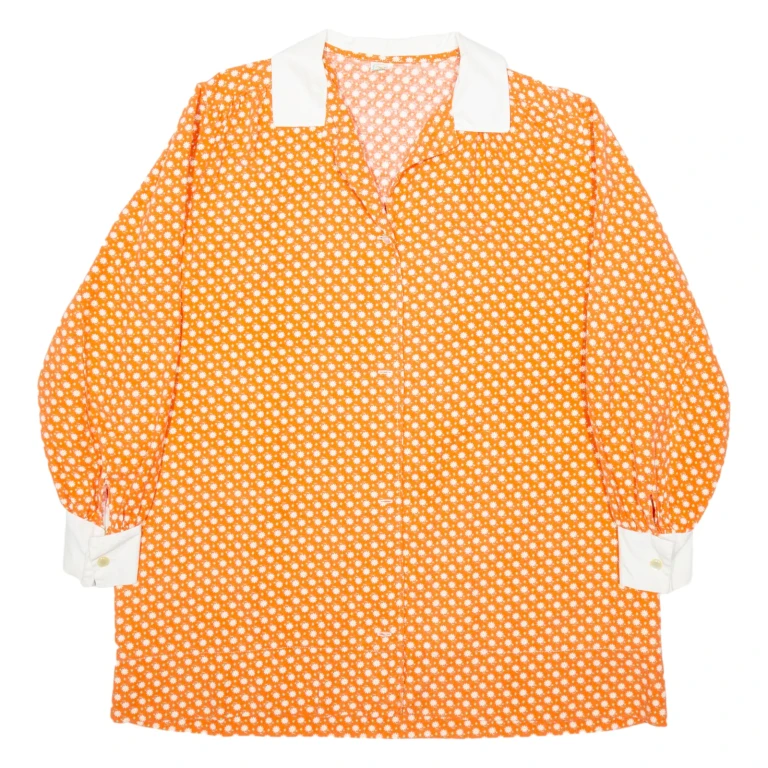 Womens Shirt Orange Floral Long Sleeve XL