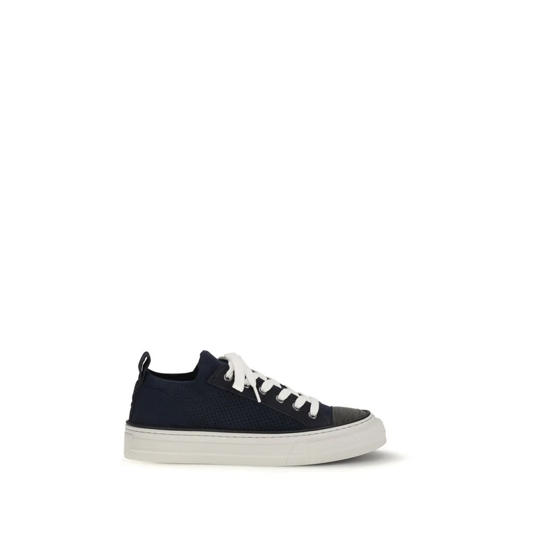 Brunello Cucinelli Blue Cotton Low Top Sneakers - Women