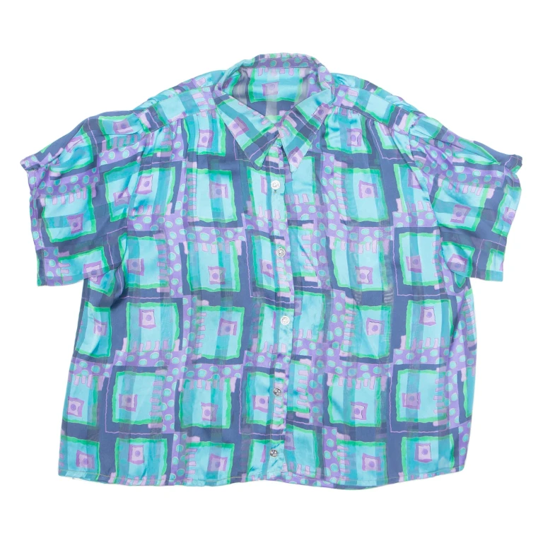 Womens Printed Blouse Blue Check L