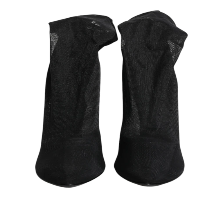 Dolce & Gabbana Black Silk Stretch Mesh Sock Boots Shoes Nylon Viscose Elastane - Women