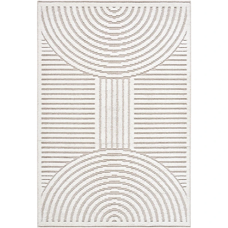 Deron Ivory 3D Rainbow Washable Rug