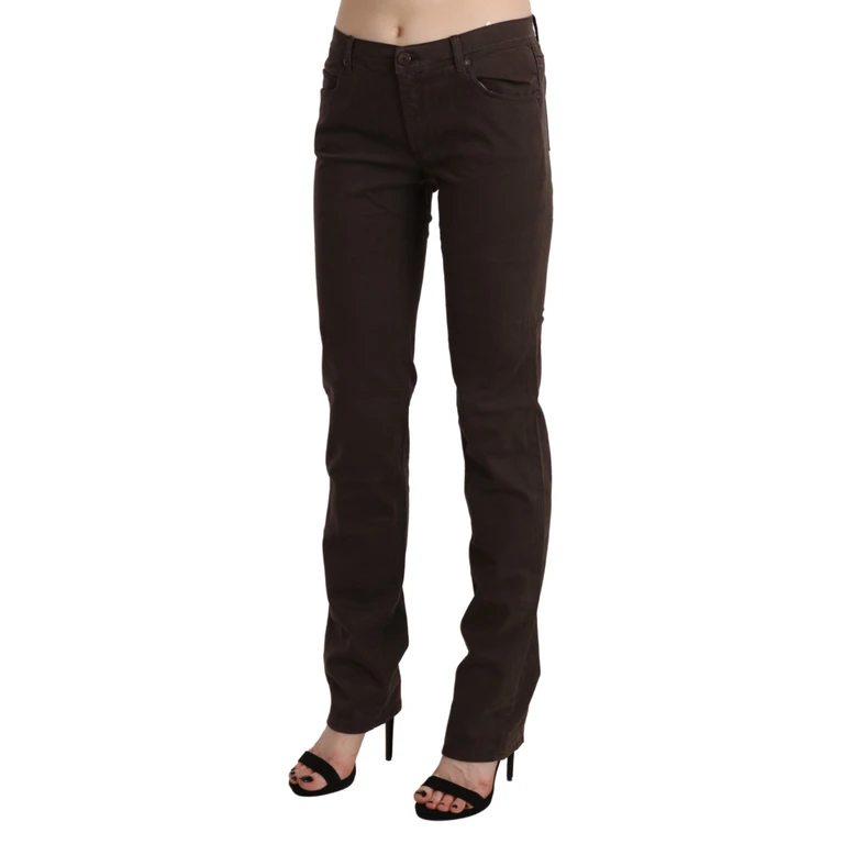Ermanno Scervino Brown Mid Waist Skinny Slim Trouser Cotton Jeans - Women