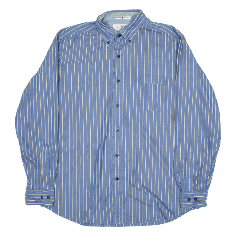 NAUTICA Mens Shirt Blue Striped Long Sleeve L