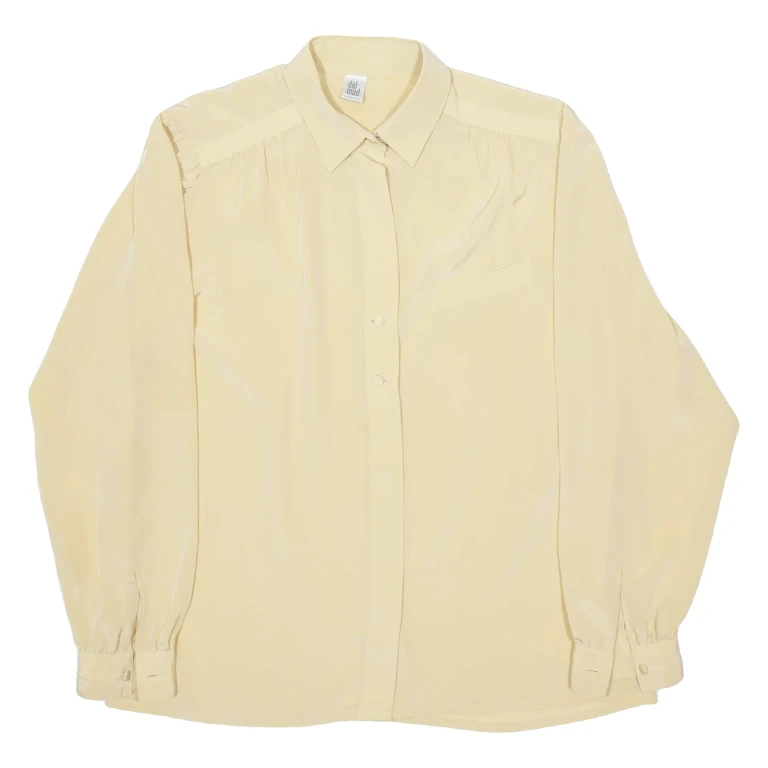 DEL MOD Womens Shirt Beige Collared Long Sleeve M