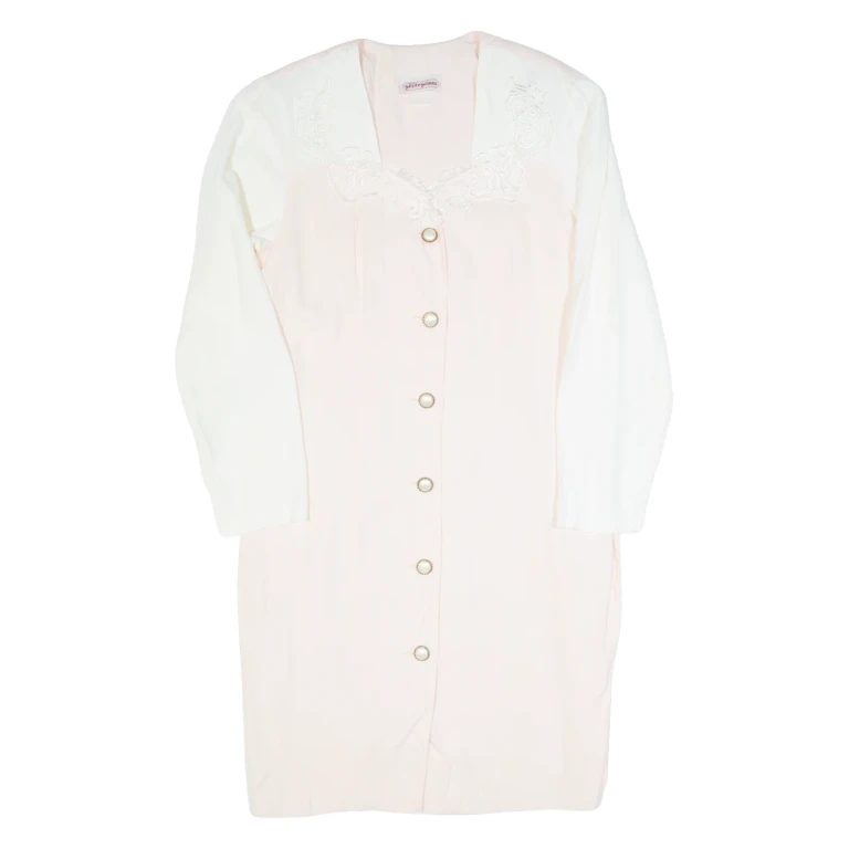 PERCEPTIONS Womens Pencil Dress Pink 90s Long Sleeve Midi M