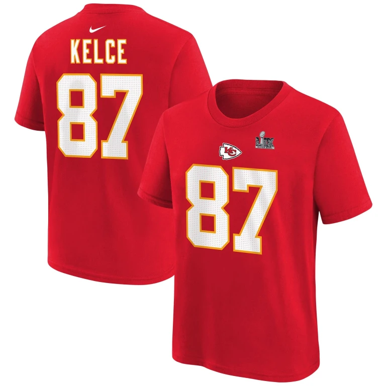 Youth Chiefs Super Bowl Lix Player Travis Kelce N & N T-Shirt T-Shirts