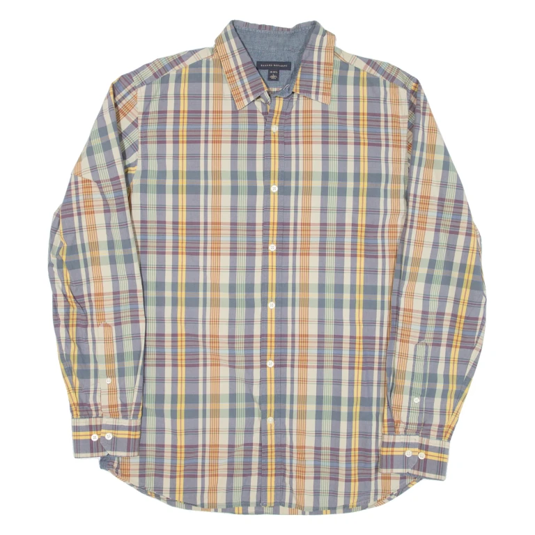 BANANA REPUBLIC Mens Shirt Yellow Check Long Sleeve L