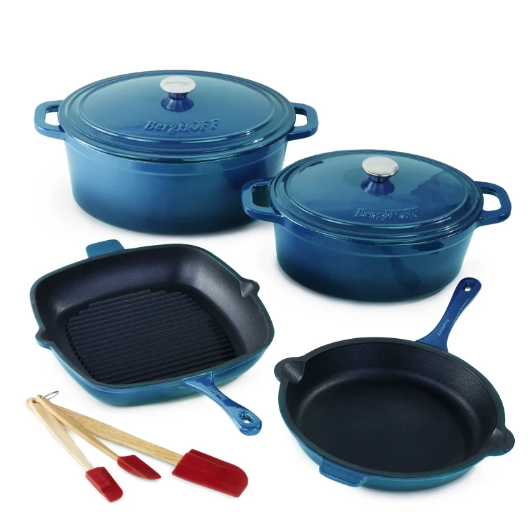 Neo 9pc Cast Iron Cookware Set, Blue