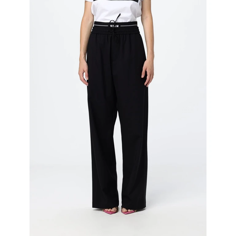 MSGM Virgin Wool Joggers with Drawstring Waist and Logo (4040MP1326710099)
