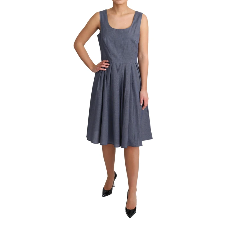 Dolce & Gabbana Blue Polka Cotton A-Line Stretch Dress - Women