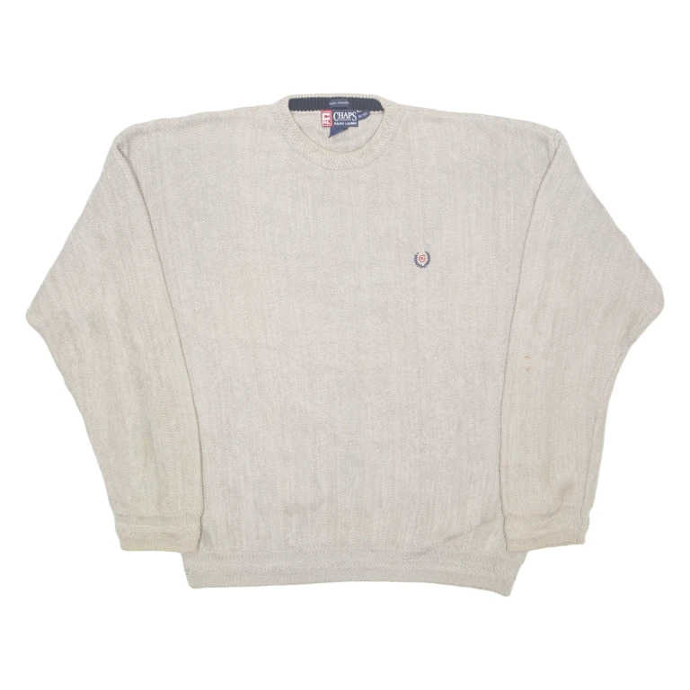 CHAPS RALPH LAUREN Mens Patterned Jumper Grey Chevron Tight Knit XL