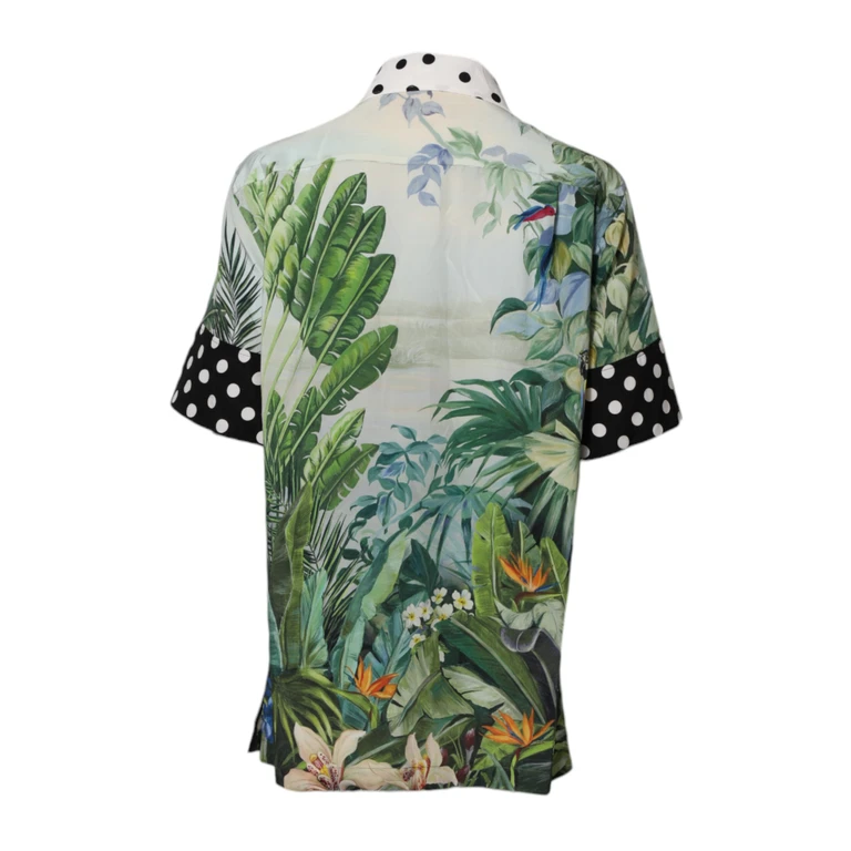 Dolce & Gabbana Multicolor Printed Silk Collared Shirt Top - Women