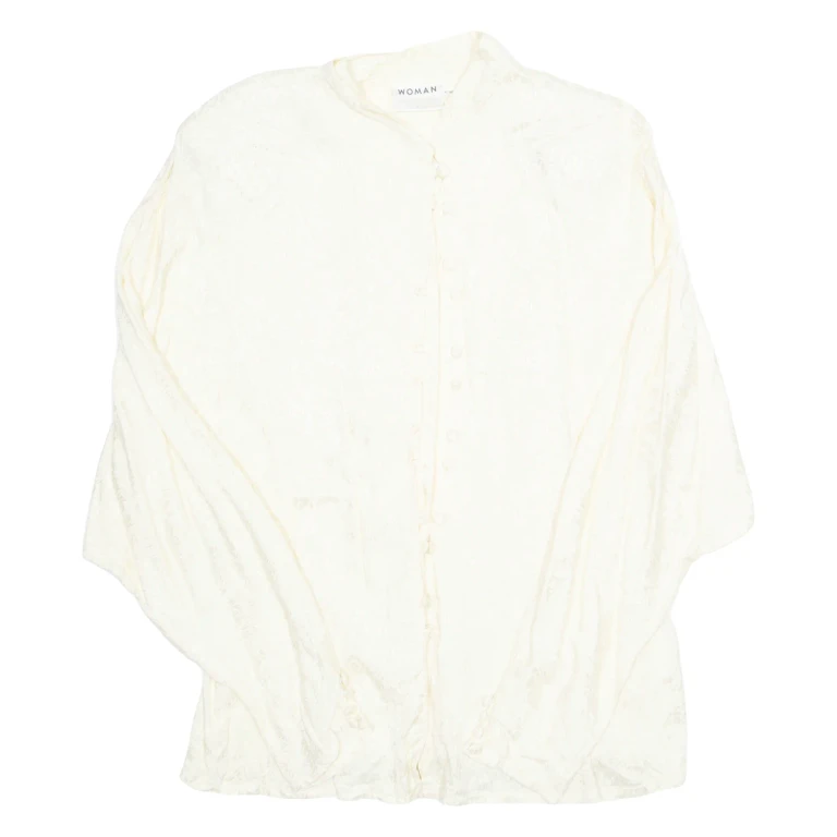 WOMAN H&M Womens Blouse Beige Long Sleeve Viscose Floral L