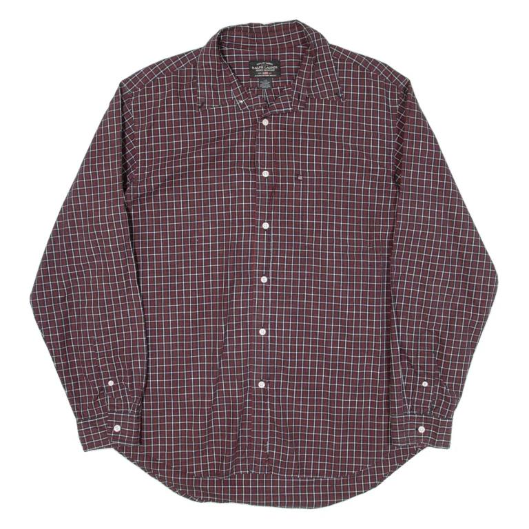 RALPH LAUREN POLO JEANS COMPANY Mens Shirt Maroon Check Long Sleeve L